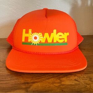 Howler Brothers Neon Orange Trucker Cap with White Logo